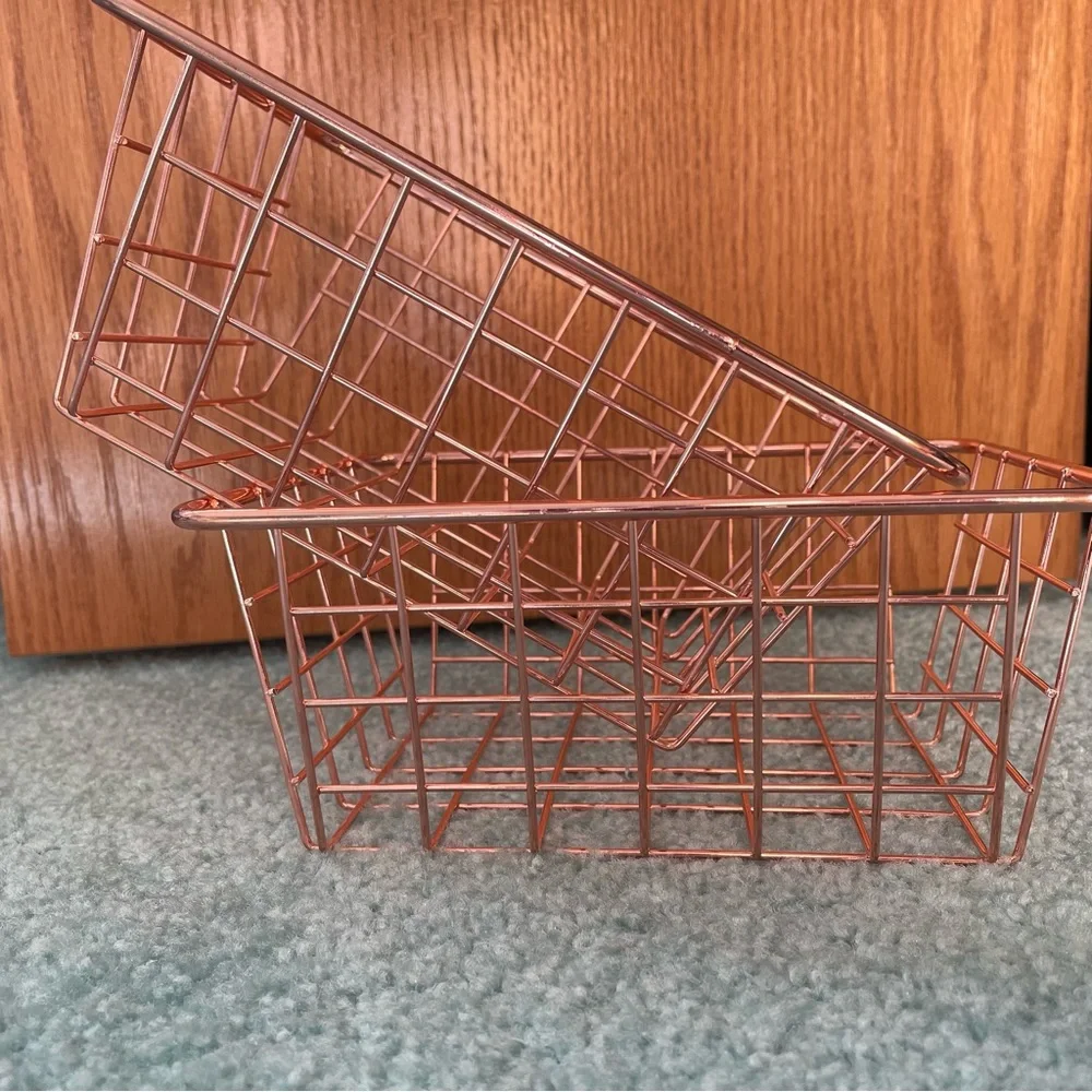 2 Rose Gold Storage Baskets - Picture 4 of 8
